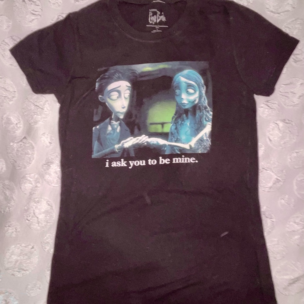 Corpse Bride Tim Burton Black Fitted Graphic Tee Large